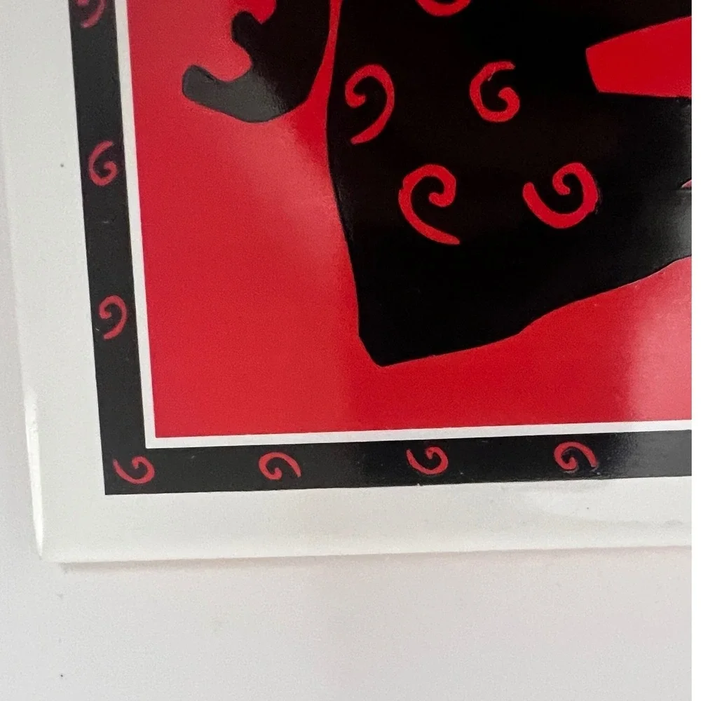 Magenta Moose Ceramic Tile Trivet Cork Back Wall Hanging Red Black Lodge Decor